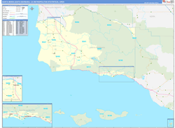 Santa Maria-Santa Barbara Metro Area Wall Map Basic Style 2026